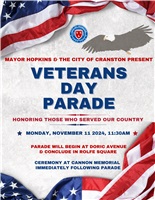 Cranston 2024 Veteran's Day Parade - Nov. 11